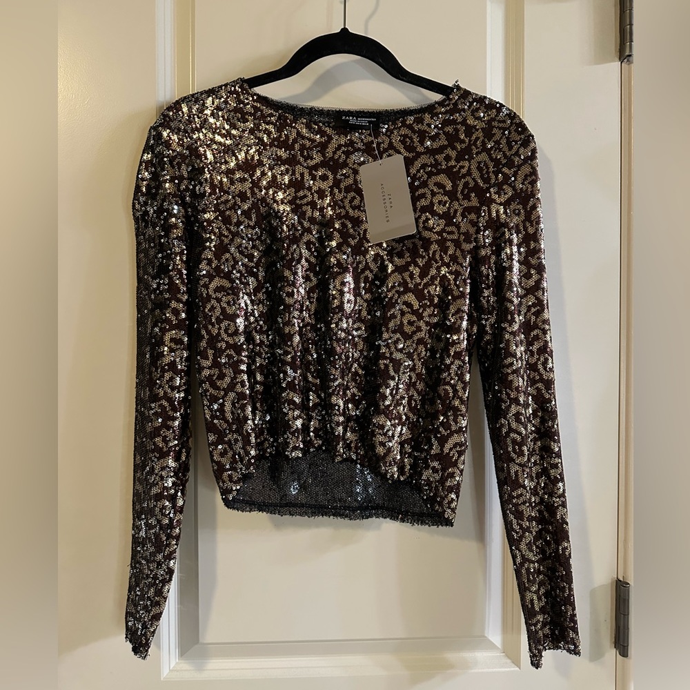 Zara sequined long sleeve top